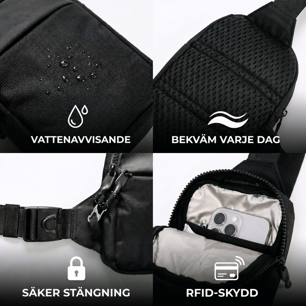 Stöldsäker Sling-väska – RFID-skydd & Säkra Dragkedjor
