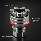 Universalhylsa 10–19 mm – självjusterande