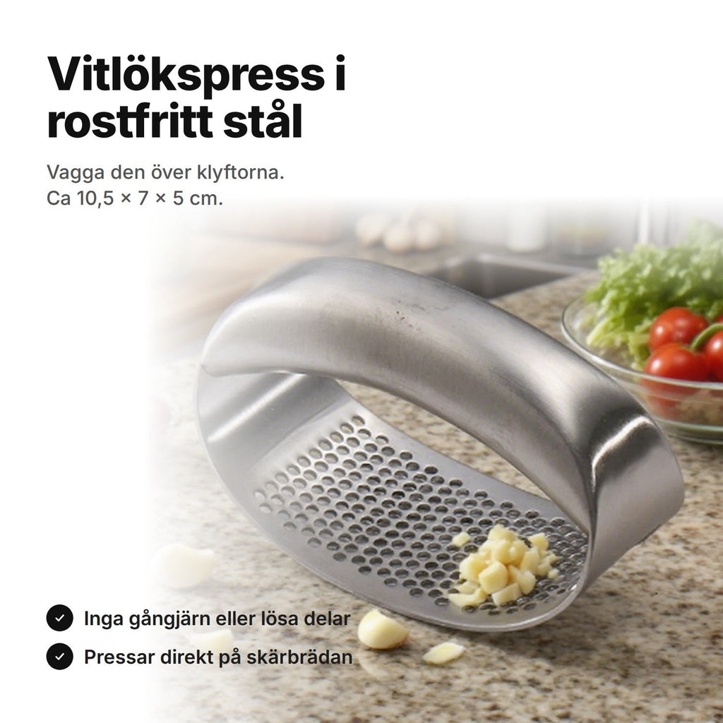 Vitlökspress i rostfritt stål – vaggande modell