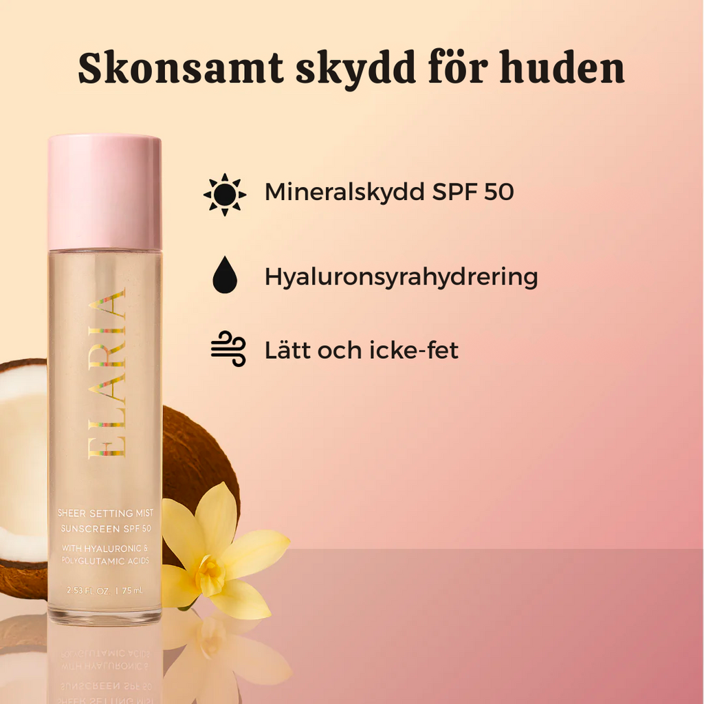 SPF 50 Genomskinlig Fixeringsmist 1+1 Gratis